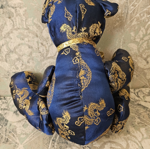 Vintage Asian Handcrafted Chinese Embroidered Silk Teddy Bear Plush - Picture 12 of 14